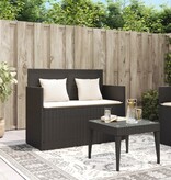 vidaXL Tuinbank met kussens poly rattan zwart