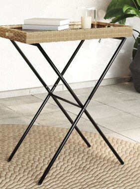 vidaXL Dienbladtafel inklapbaar 65x40x75 cm poly rattan beige