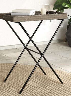 vidaXL Dienbladtafel inklapbaar 65x40x75 cm poly rattan grijs