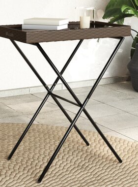 vidaXL Dienbladtafel inklapbaar 65x40x75 cm poly rattan bruin