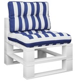 vidaXL Palletkussens 2 st stof gestreept wit en blauw