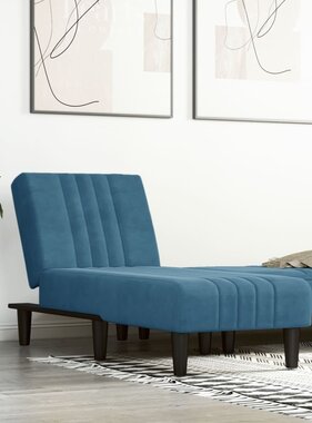 vidaXL Chaise longue fluweel blauw