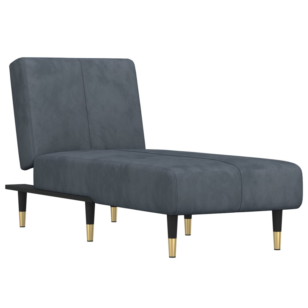 vidaXL Chaise longue fluweel donkergrijs