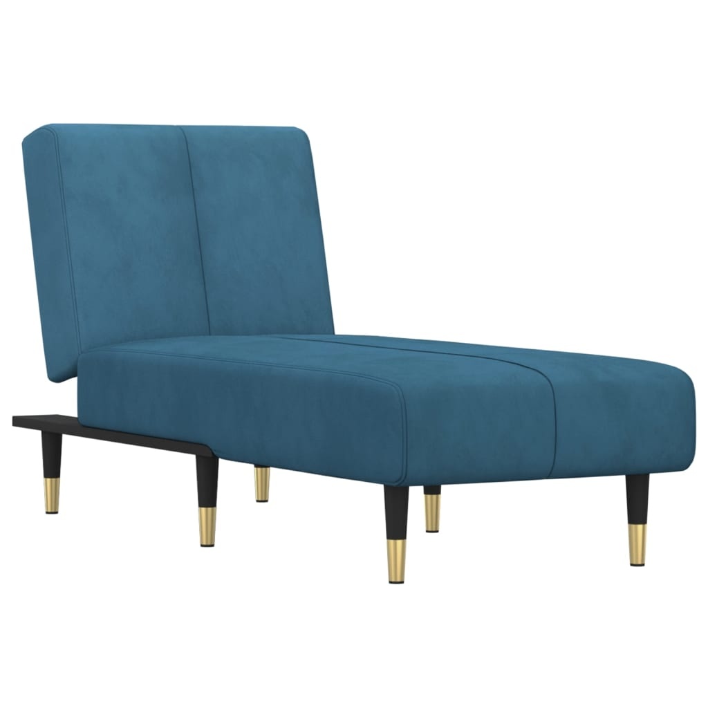 vidaXL Chaise longue fluweel blauw