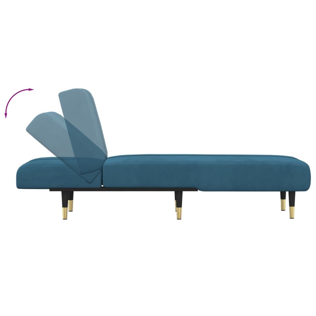 vidaXL Chaise longue fluweel blauw