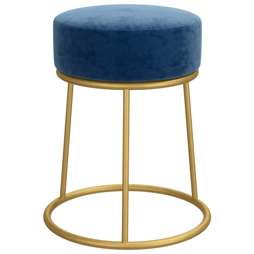 vidaXL Hocker rond fluweel blauw