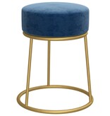 vidaXL Hocker rond fluweel blauw