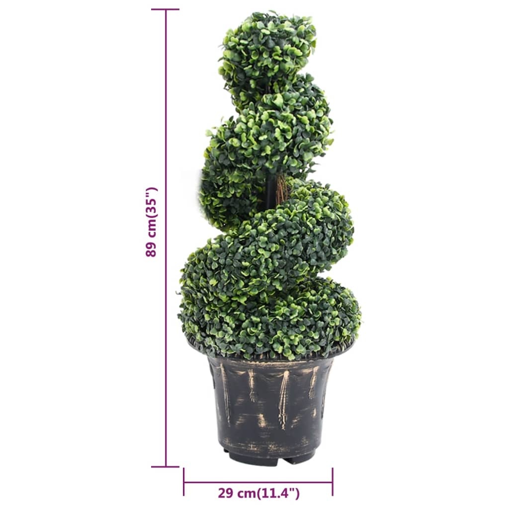 vidaXL Kunstplant met pot buxus spiraal 89 cm groen