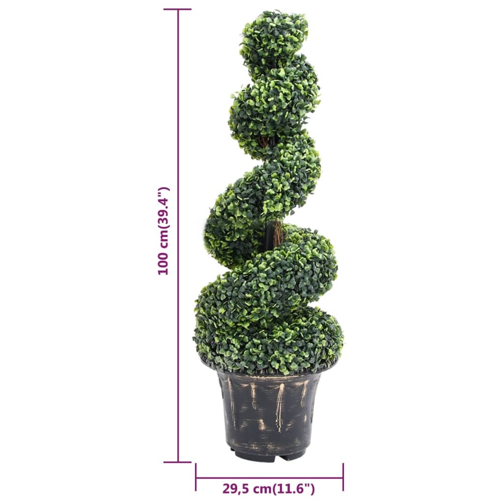 vidaXL Kunstplant met pot buxus spiraal 100 cm groen