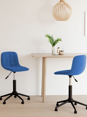 vidaXL Eetkamerstoelen draaibaar 2 st fluweel blauw