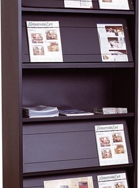 ABC Kantoormeubelen Tijdschriftenkast met 5 legborden in kleuren grijs  zwart en antraciet