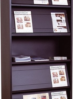 Tijdschriftenkast met 5 legborden in kleuren grijs  zwart en antraciet