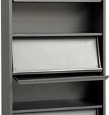 Tijdschriftenkast met 5 legborden in kleuren grijs  zwart en antraciet