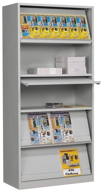Tijdschriftenkast met 5 legborden in kleuren grijs  zwart en antraciet