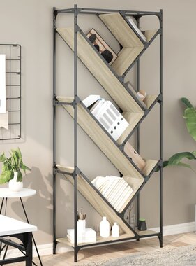 VidaXL Boekenkast 79x30x180 cm bewerkt hout en metaal sonoma eiken