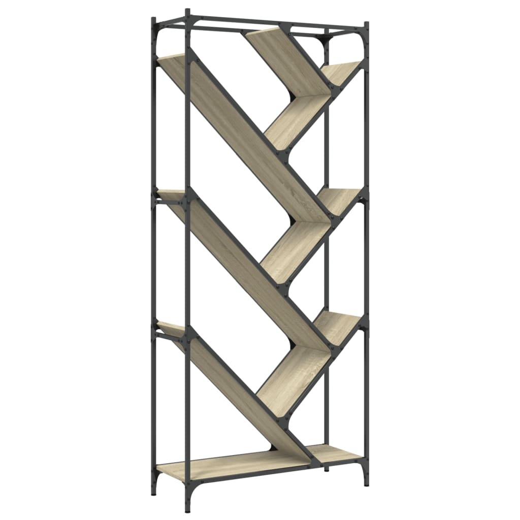 VidaXL Boekenkast 79x30x180 cm bewerkt hout en metaal sonoma eiken