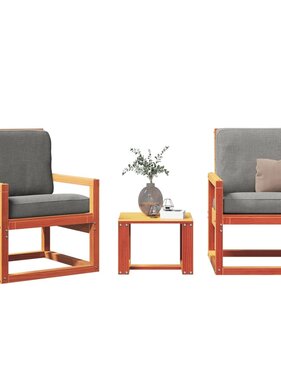 VidaXL 3-delige Loungeset massief grenenhout wasbruin