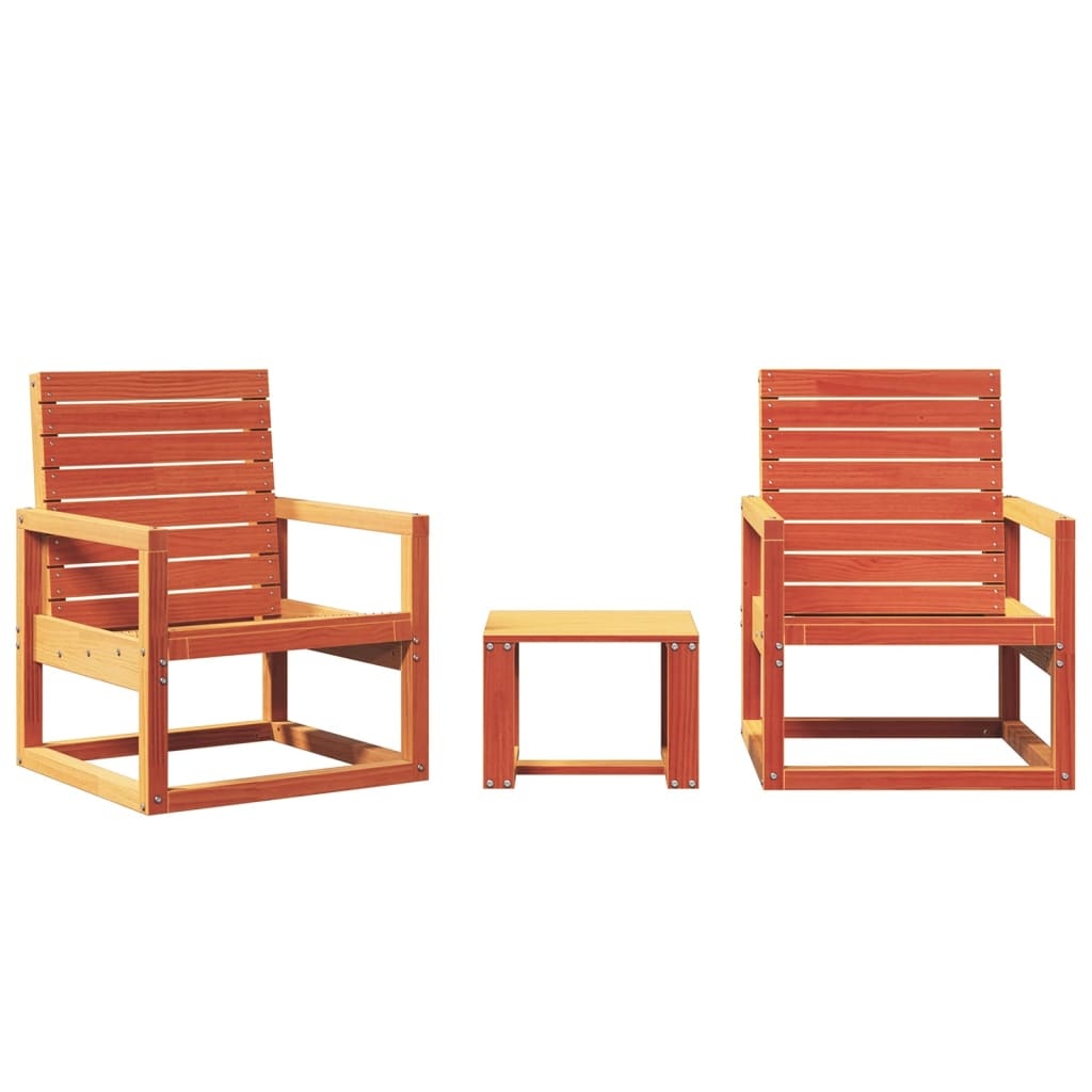 VidaXL 3-delige Loungeset massief grenenhout wasbruin