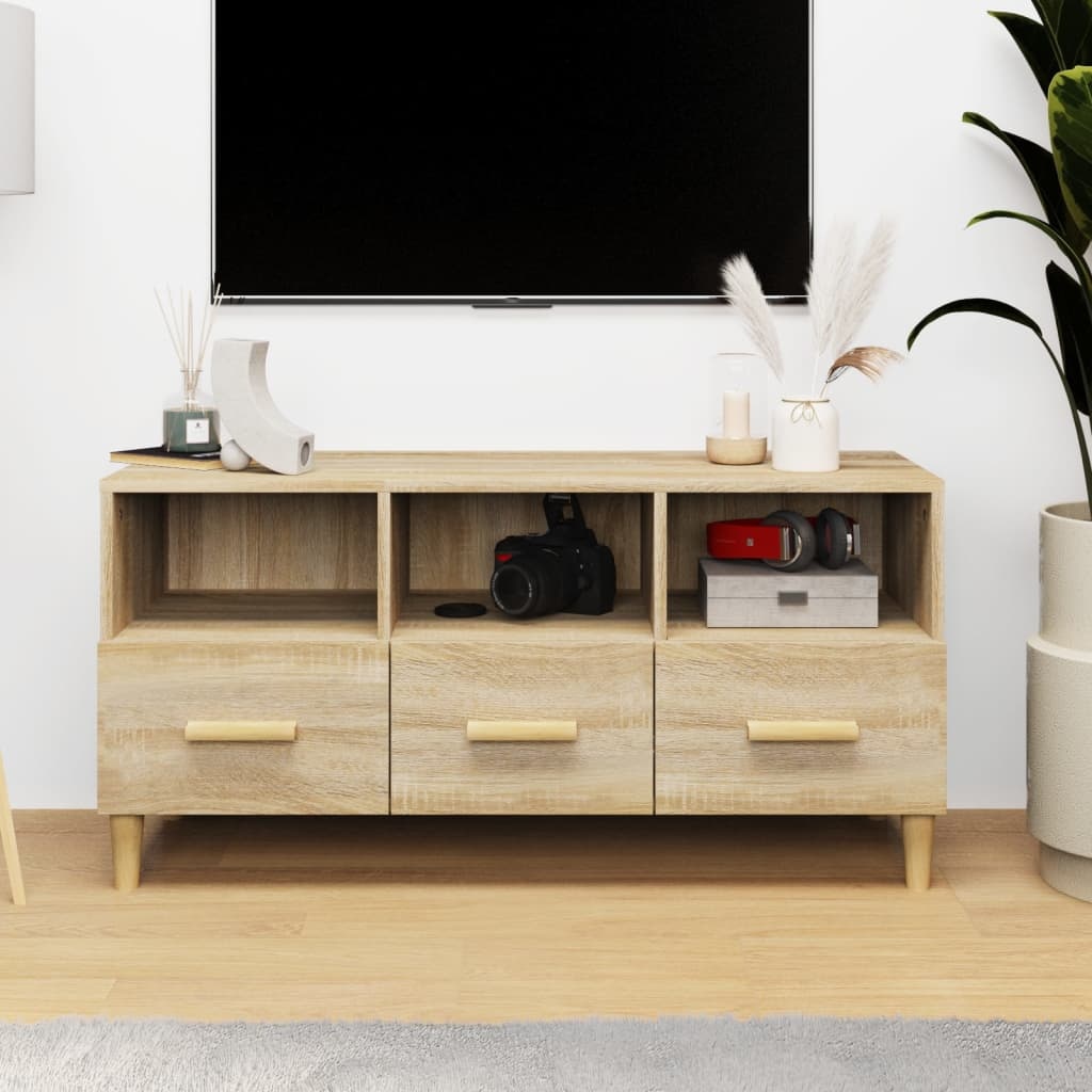 VidaXL Tv-meubel 102x36x50 cm bewerkt hout sonoma eikenkleurig