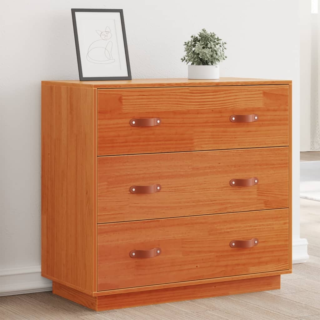 VidaXL Dressoir 80x40x75 cm massief grenenhout wasbruin