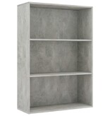 vidaXL Boekenkast met 3 schappen 80x30x114 cm spaanplaat betongrijs