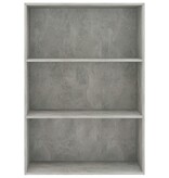 vidaXL Boekenkast met 3 schappen 80x30x114 cm spaanplaat betongrijs