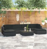 vidaXL 7-delige Loungeset met kussens poly rattan zwart