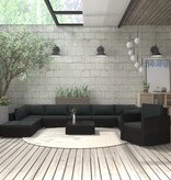 vidaXL 11-delige Loungeset met kussens poly rattan zwart