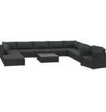 vidaXL 11-delige Loungeset met kussens poly rattan zwart