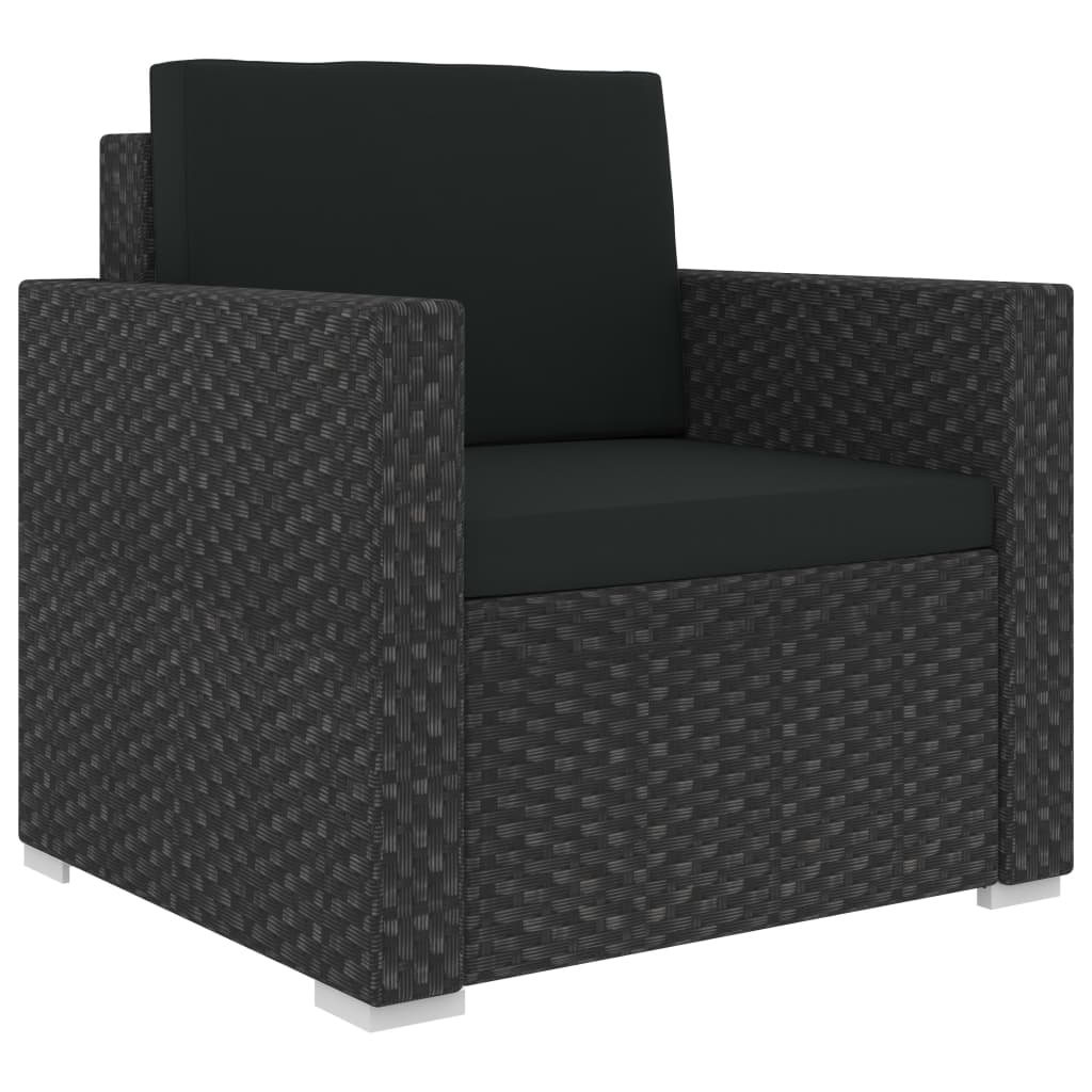 vidaXL 11-delige Loungeset met kussens poly rattan zwart