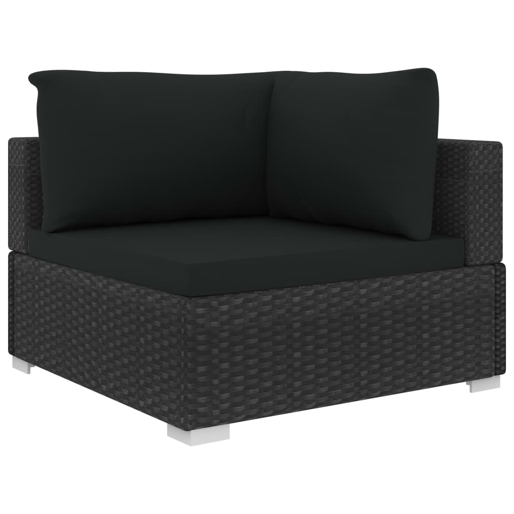 vidaXL 11-delige Loungeset met kussens poly rattan zwart