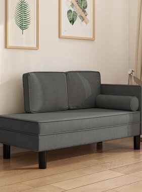 vidaXL Chaise longue met kussens en bolster stof donkergrijs