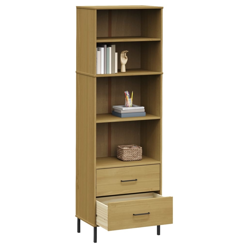 vidaXL Boekenkast met 2 lades OSLO 60x35x180 cm massief hout bruin