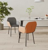 vidaXL Eetkamerstoelen 2 st stof en kunstleer lichtgrijs