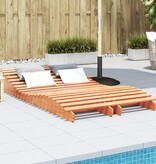 VidaXL Ligbedden 2 st 205x60x31,5 cm massief grenenhout wasbruin