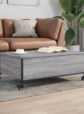 VidaXL Salontafel met wielen 91x55x34 cm bewerkt hout grijs sonoma
