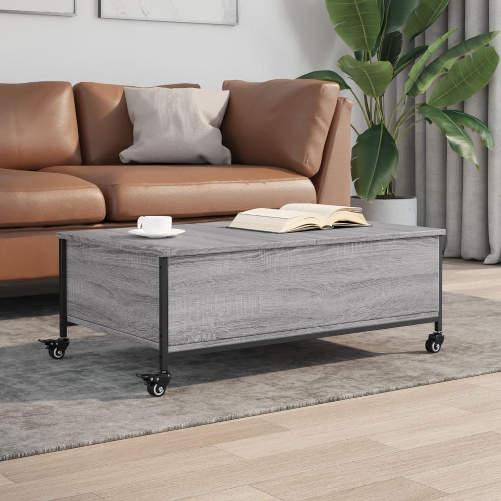 VidaXL Salontafel met wielen 91x55x34 cm bewerkt hout grijs sonoma