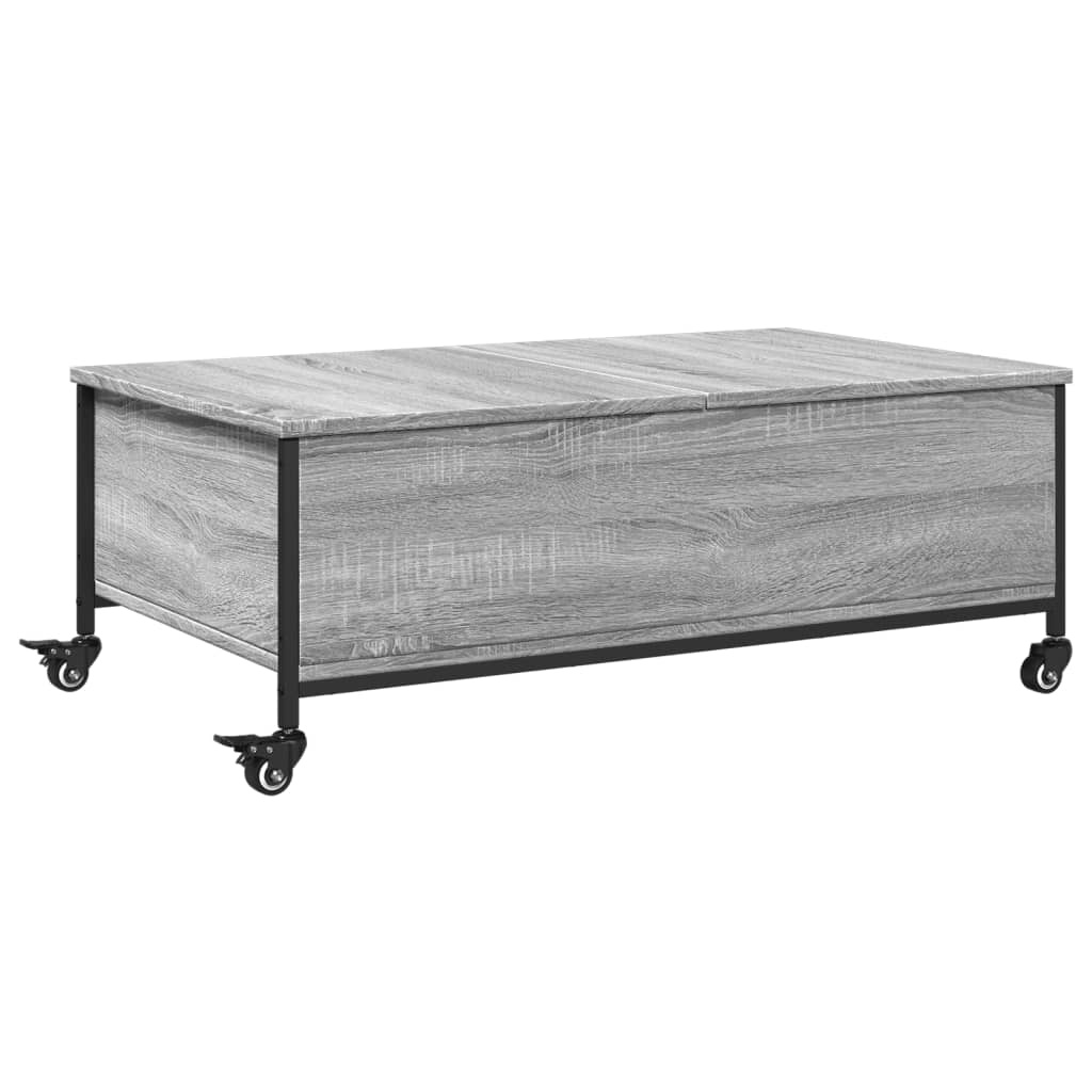 vidaXL Salontafel met wielen 91x55x34 cm bewerkt hout grijs sonoma