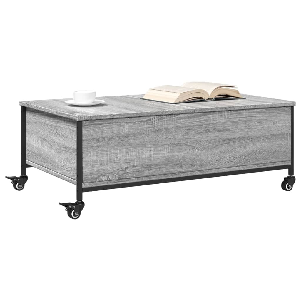 VidaXL Salontafel met wielen 91x55x34 cm bewerkt hout grijs sonoma