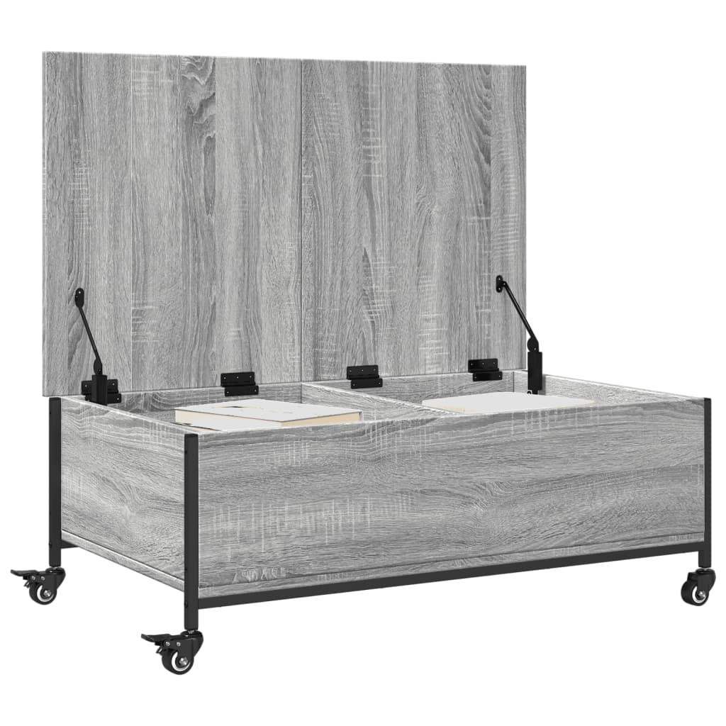 vidaXL Salontafel met wielen 91x55x34 cm bewerkt hout grijs sonoma