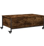 VidaXL Salontafel met wielen 91x55x34 cm bewerkt hout gerookt eiken