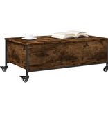 VidaXL Salontafel met wielen 91x55x34 cm bewerkt hout gerookt eiken
