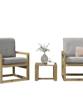 VidaXL 3-delige Loungeset geïmpregneerd grenenhout