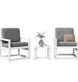VidaXL 3-delige Loungeset massief grenenhout wit
