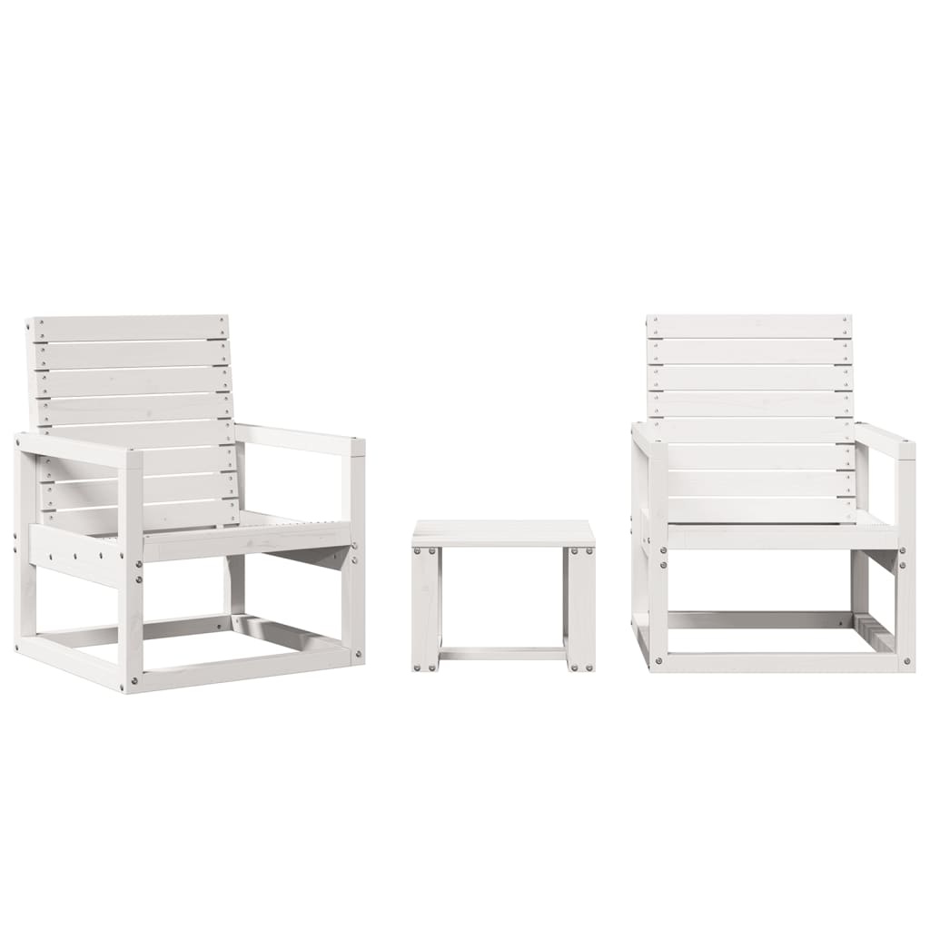 VidaXL 3-delige Loungeset massief grenenhout wit