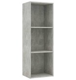 vidaXL Boekenkast met 3 schappen 40x30x114 cm spaanplaat betongrijs