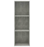 vidaXL Boekenkast met 3 schappen 40x30x114 cm spaanplaat betongrijs