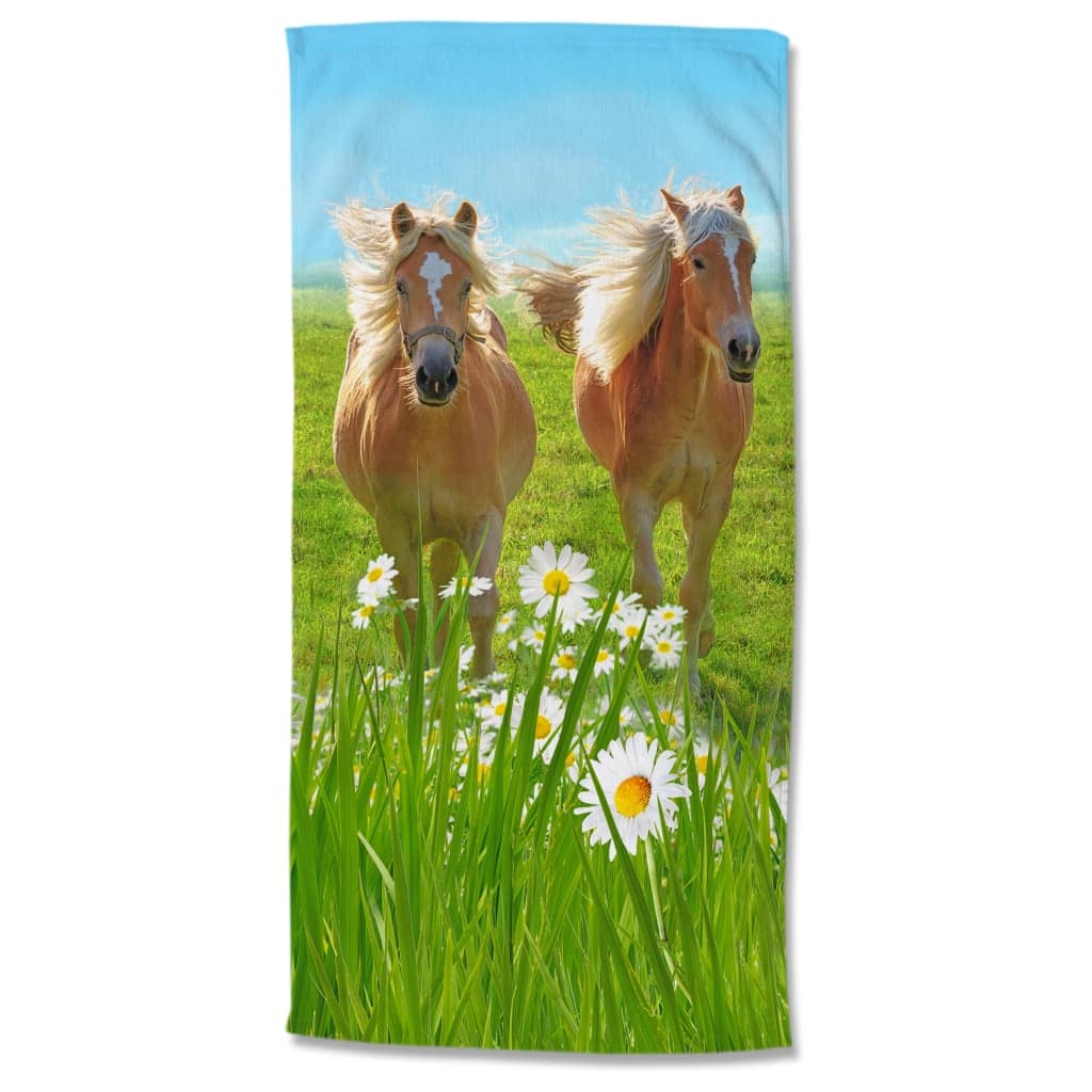 vidaXL Strandlaken HORSES 75x150 cm meerkleurig