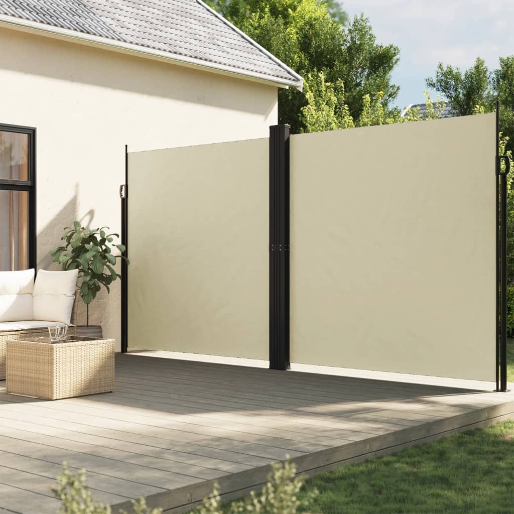 vidaXL Windscherm uittrekbaar 220x600 cm crèmekleurig