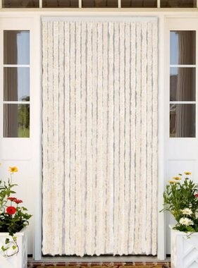 vidaXL Vliegengordijn 100x230 cm chenille beige en wit